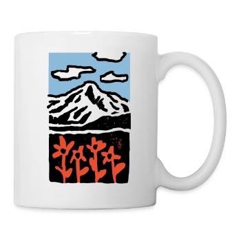 Berge Landschaft Blumen Abstrakt - Tasse - Weiß - Rechts