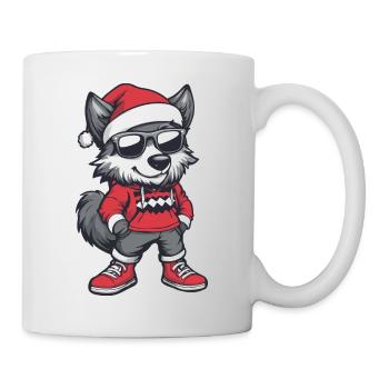 Wolf Christmas Comic Cool - Mug - white - Right