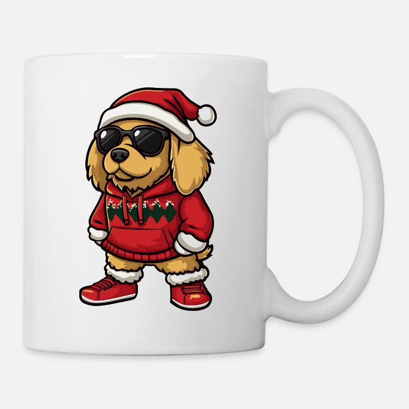 Golden Retriever Chien Noël Bande Dessinée Cool - Mug blanc - blanc