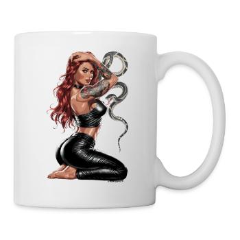Schlange Tattoo Frau Rote Haare für einen - Tasse - Weiß - Rechts