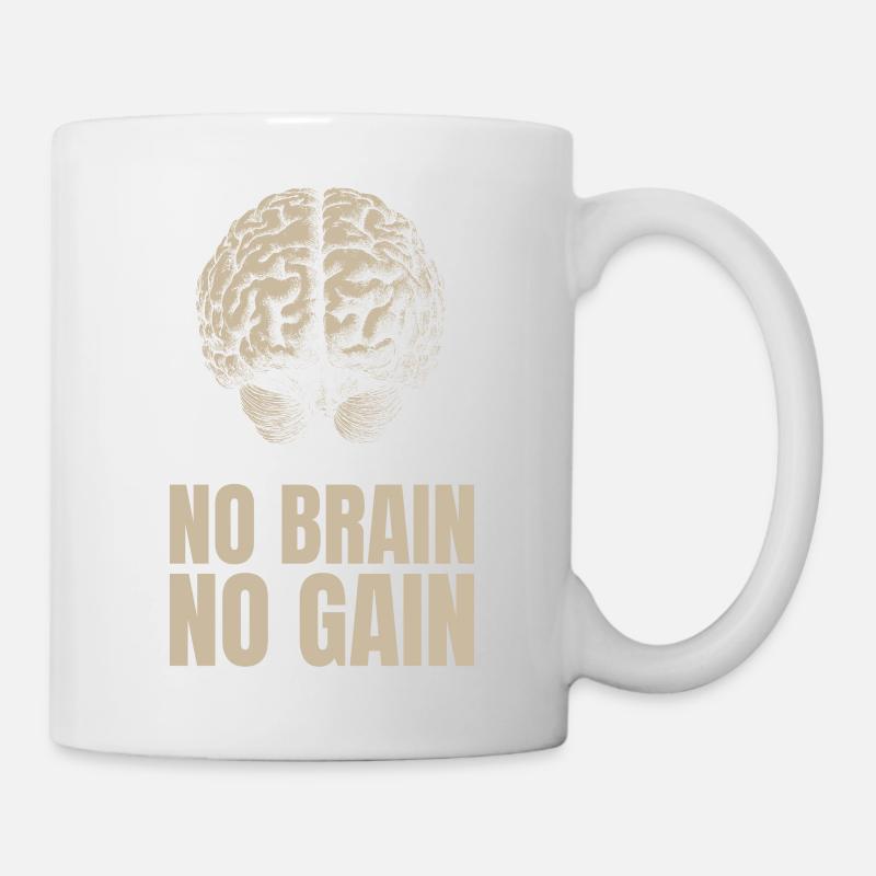 No Brain No Gain - Mug - white