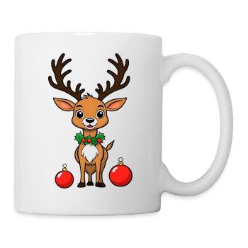 Süßes Rentier für Weihnachten Rudolf mit Kugeln - Tasse - Weiß - Rechts