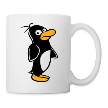 Penguin looks funny cautiously to the side - Mug - white - Right