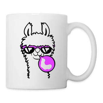 Llama chewing gum bubble bubble blowing alpaca - Mug - white - Right