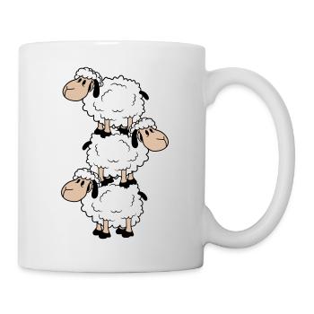 3 Schafe Turm Zirkus Akrobatik Drei Artisten Spaß - Tasse - Weiß - Rechts