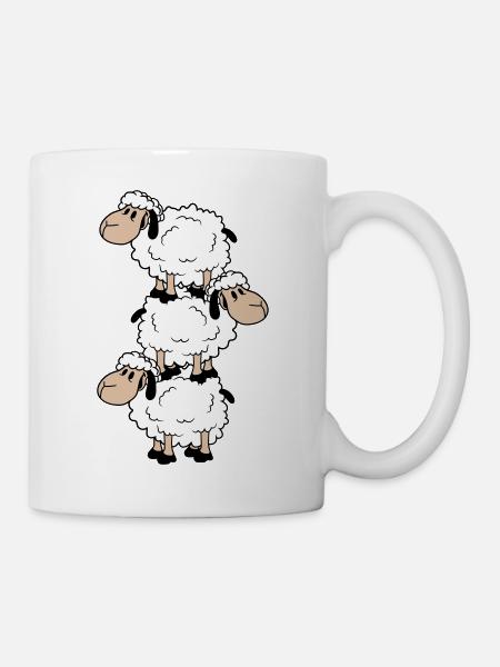 3 Tour de moutons Cirque Acrobaties Trois artistes Fun - Mug blanc - blanc