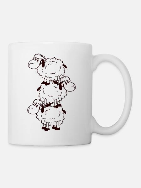 3 Schafe Turm Zirkus Akrobatik Drei Artisten Spaß - Tasse - Weiß