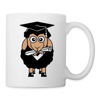 Schaf Schule Zeugnis College Abschluss Abi Schüler - Tasse - Weiß - Rechts