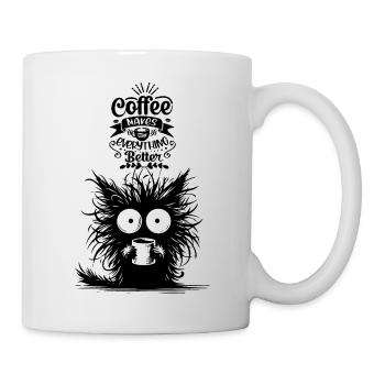 Kaffee Katze Koffein Büro Kollege Motivation Funny - Tasse - Weiß - Rechts