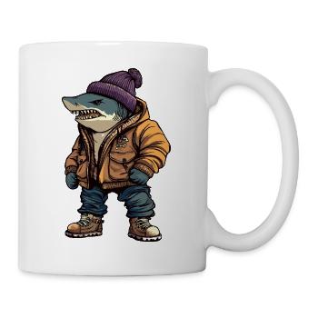 Hai Lustig Winter - Tasse - Weiß - Rechts