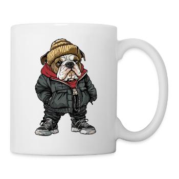 Bulldog Hund Lustig Winter - Tasse - Weiß - Rechts