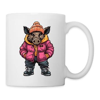 Sanglier Drôle Cochon d’Hiver - Mug blanc - blanc - Droite