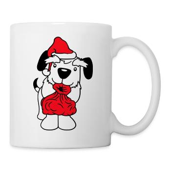 Hund Weihnachtsmann Weihnachten Geschenke Sack Hut - Tasse - Weiß - Rechts