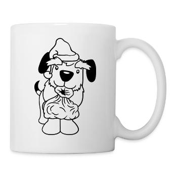 Hund Weihnachtsmann Weihnachten Geschenke Sack Hut - Tasse - Weiß - Rechts