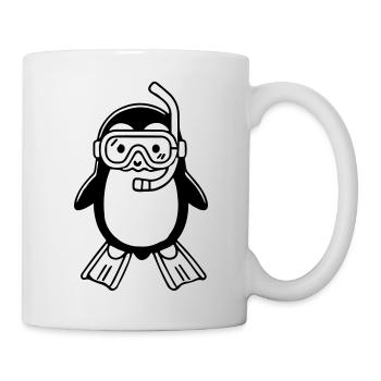 Pingouin mignon qui fait de la plongée avec tuba - Illustration d’art numérique - Mug blanc - blanc - Droite