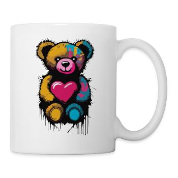 Teddybär mir Herz in den Händen - Tasse - Weiß - Rechts