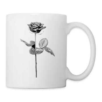 Rose in Schwarz - Weiss - Tasse - Weiß - Rechts