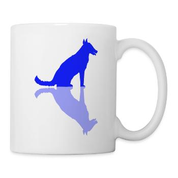 Hund Gespiegelt Schatten Spiegelung Reflektion - Tasse - Weiß - Rechts