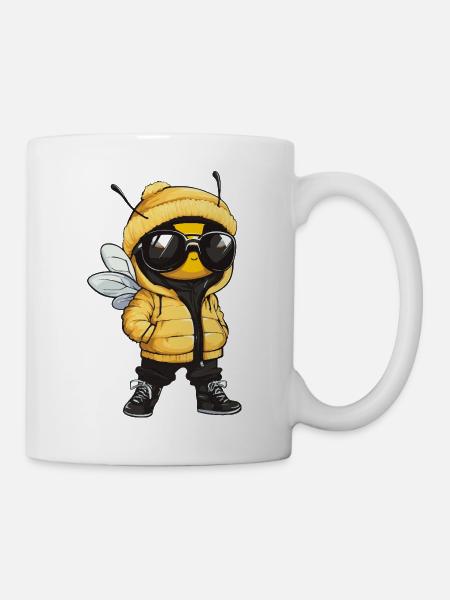 Biene Cool Honigbiene Comic - Tasse - Weiß