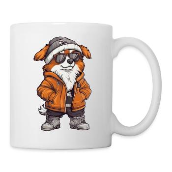 Border Collie Hund Cool Comic - Tasse - Weiß - Rechts