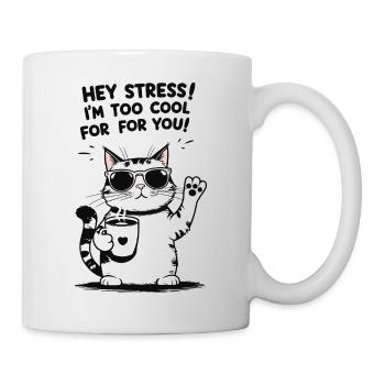 Cooler Katze Spruch Entspannter Stubentiger - Tasse - Weiß - Rechts
