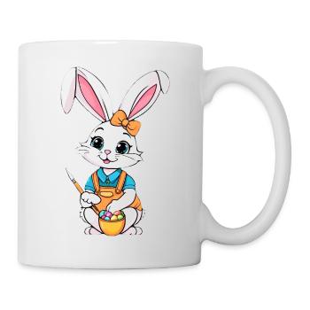 Easter bunny with Easter eggs - Mug - white - Right