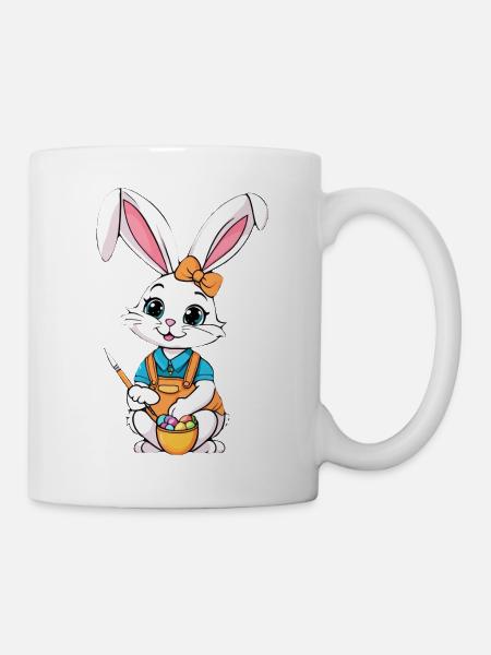 Easter bunny with Easter eggs - Mug - white