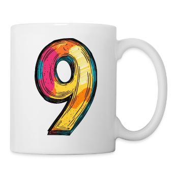 9 Zahl Bunt - Tasse - Weiß - Rechts