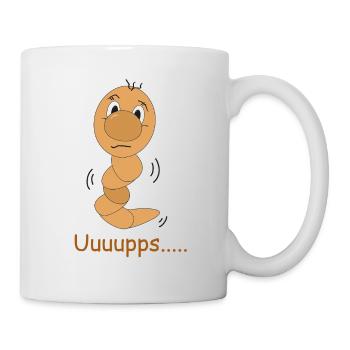 Uuuupps... Funny worm with a moment of shock - Mug - white - Right