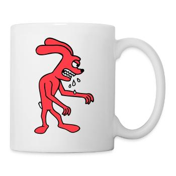 Hase Monster Böse gefräßig Halloween Sabber Spucke - Tasse - Weiß - Rechts