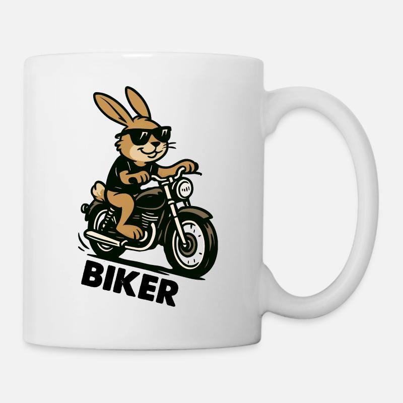 hase biker - Tasse - Weiß