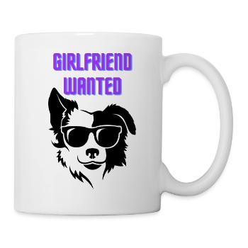 Freundin gesucht (cooler Hund mit dunkler Brille) - Tasse - Weiß - Rechts