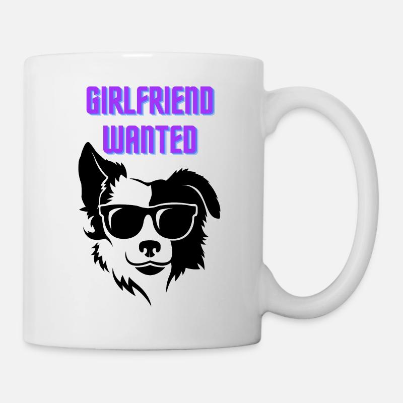 Girlfriend Wanted (chien cool avec des lunettes noires) - Mug blanc - blanc