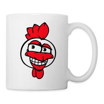 Huhn Vogel Hahn Chick Gockel grinsen Lustig Spaß - Tasse - Weiß - Rechts