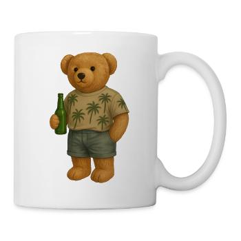 Teddy bear in palm tree look and a cool drink - Mug - white - Right