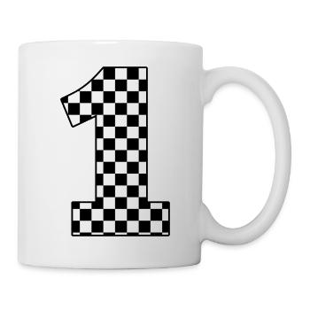 Numéro 1 à carreaux - Mug blanc - blanc - Droite