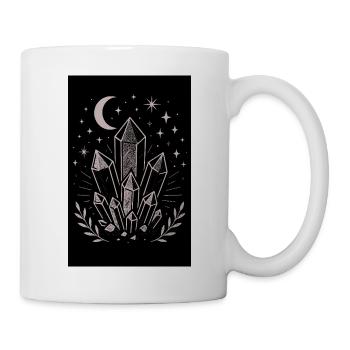 Mystische Kristalle, Mond und Sterne in Neonlichtern - Tasse - Weiß - Rechts