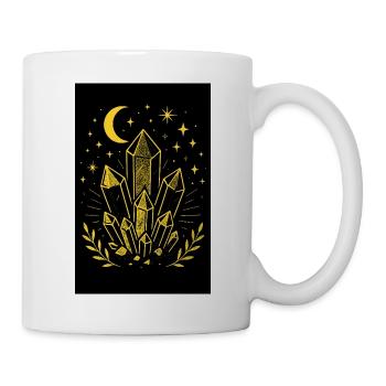 Mystische Kristalle, Mond und Sterne in Neonlichtern - Tasse - Weiß - Rechts