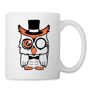 Sir hibou chapeau haut de forme monocle verres riches M. - Mug blanc - blanc - Droite