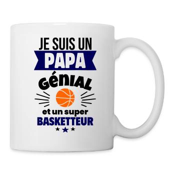 Papa génial & basketteur – idée fête des pères - Mug blanc - blanc - Droite