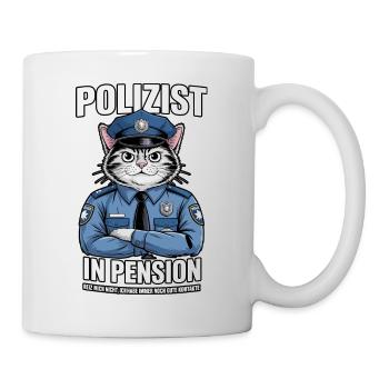 Polizist in Pension Katze | Rente | Polizei - Tasse - Weiß - Rechts