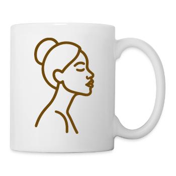 Afro Frau Line Art – Minimalistische One-Line - Tasse - Weiß - Rechts
