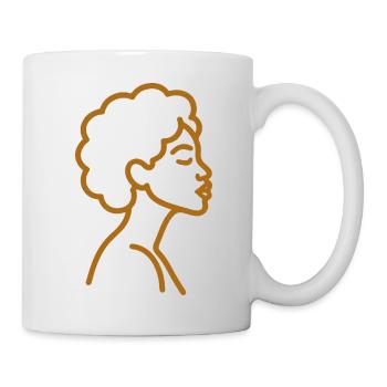 Afro Frau Line Art – Minimalistische One-Line - Tasse - Weiß - Rechts