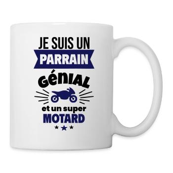 Parrain génial et super motard Moto Humour Drôles - Mug blanc - blanc - Droite
