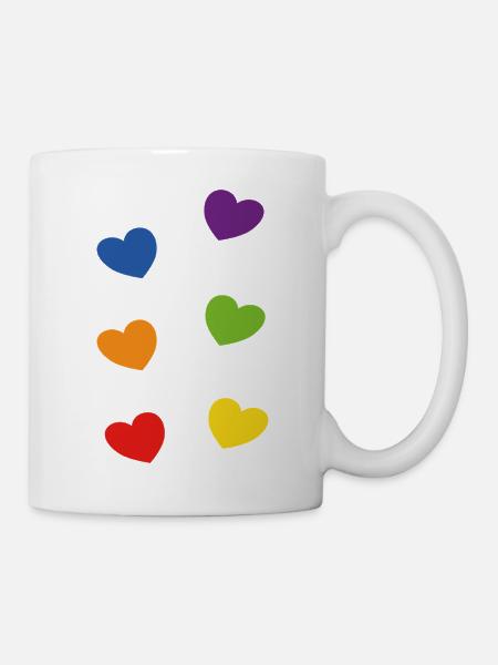 Pride Regenbogenherzen - Tasse - Weiß