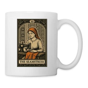 Die Näherin — Vintage Nähen Tarotkarten Design - Tasse - Weiß - Rechts