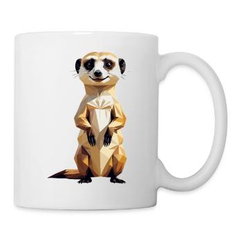 Polygon Erdmännchen – Lustiges Tierdesign - Tasse - Weiß - Rechts