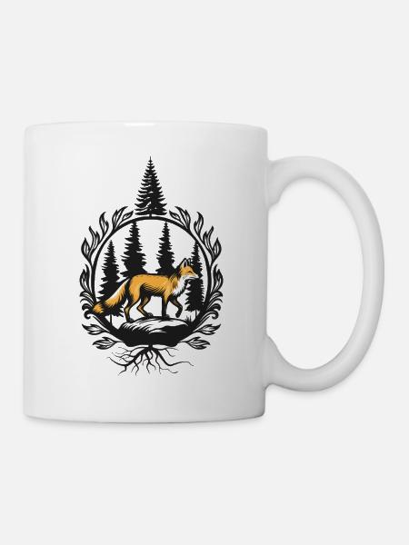 Fuchs streift durch die Wälder - Tasse - Weiß