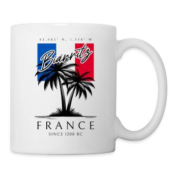 Biarritz Frankreich Palmen Flagge Reise Souvenir - Tasse - Weiß - Rechts