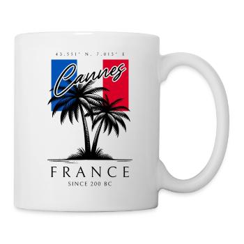 Cannes Frankreich Palmen Flagge Reise Souvenir - Tasse - Weiß - Rechts